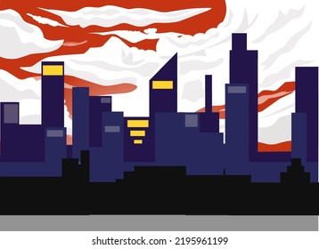 Dramatic sky in city with sky full of clouds