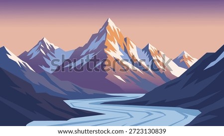 Dramatic Snow Mountain Valley Landscape