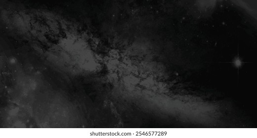 Ilustración dramática del espacio con capas humeantes de nubes de nebulosas y un sutil resplandor de estrellas distantes en un entorno astral profundo
