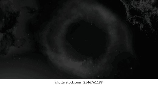 Ilustración dramática del espacio con capas humeantes de nubes de nebulosas y un sutil resplandor de estrellas distantes en un entorno astral profundo
