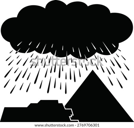 Dramatic stormy weather over ancient pyramid landscape