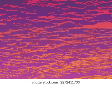 Dramatic sunset sky Gradation of purple and orange