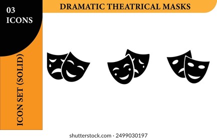 Dramatische Theatermasken-Symbolsatz (stetig)