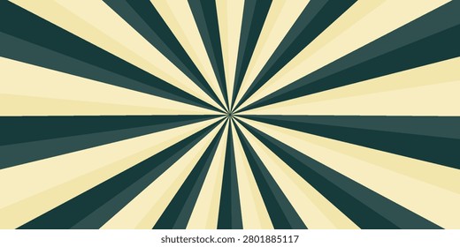 Dramatic vintage sunburst background with dark green rays on beige paper and a distressed grunge texture. Perfect for circus posters, retro designs,nostalgic visual concepts, antique flair