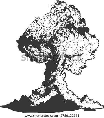 Dramatic Volcanic Eruption on Remote Island With Explosive Ash Plume and Debris Splash.