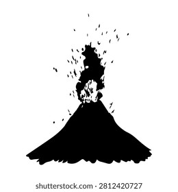 Dramatic volcanic eruption showcasing flowing lava, smoke, and ash rising from a mountains summit in a powerful natural event.