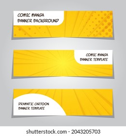 Dramatic Yellow Cartoon Comic Manga Template Banner Design Vector Background