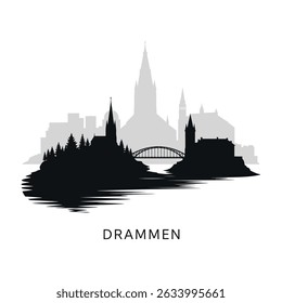 Drammen Noruega Silhueta Cidade Minimalista