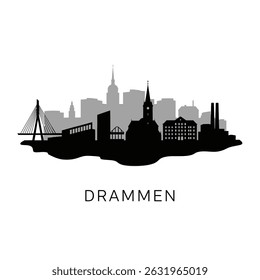 Drammen com Silhueta Skyline da Noruega, e Cityscape.