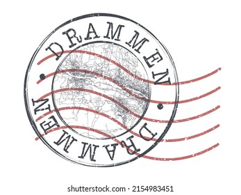Drammen, Norway Stamp Map Postal. Silhouette Seal Roads and Streets. Passport Round Design. Vector Icon. Design Retro Travel National Symbol.