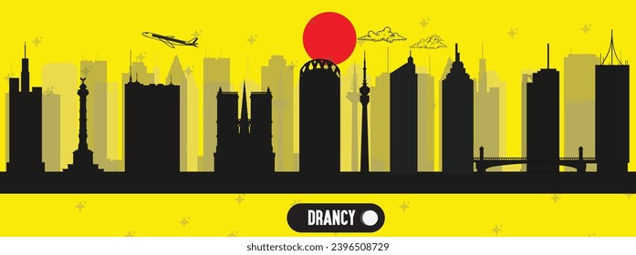  Drancy , France beautiful skyline vector illustration