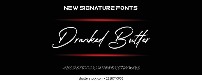 Blindgeblatt Handgezeichnet kalligraphische Vektormonoline Schriftart. Signaturbriefe für Notfälle. Moderner Schriftzeichen-Kalligrafietyp. ABC Typografie lateinische Beschriftung Alphabet.