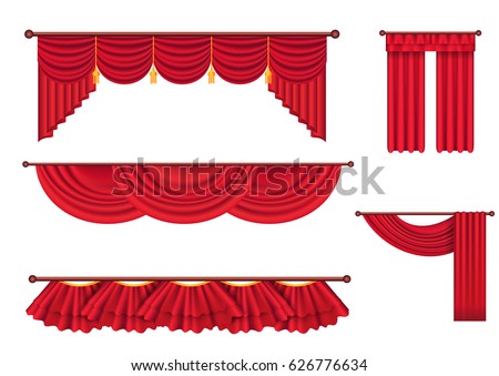 drape lambrequins heavy red fabric vector のベクター画像素材