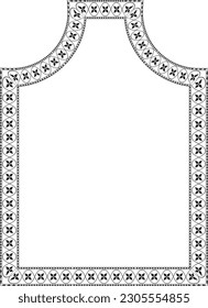 Draped Arch rectangular frame architectural window door ornate flower frame floral leaf borders natural blossom decoration wedding card anniversary celebration beautiful arabesque motif pattern