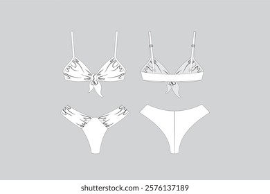 Draped Bikini Vector Technical Fashion Illustration