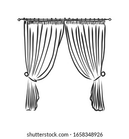 cortinas trenzadas, ilustración vectorial de esbozo 