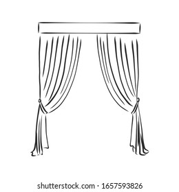 cortinas trenzadas, ilustración de esbozo vectorial 