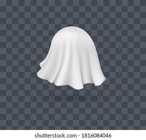 Draped table covers. Big realistic pair hanging napkin, tablecloth, curtain. White silk cloth covered tablecloth, fabric curtain cover. Realistic illustration on transparent background.