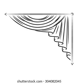 Drapery curtains line illustration