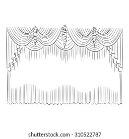 Drapery curtains line illustration