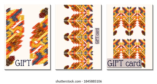 Drapery curves pagan trip gift card. Indian old surface background. Vector ornament.