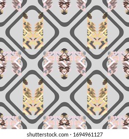 Drapery curves pagan tripe seamless pattern. Indian old surface background. Vector ornament.