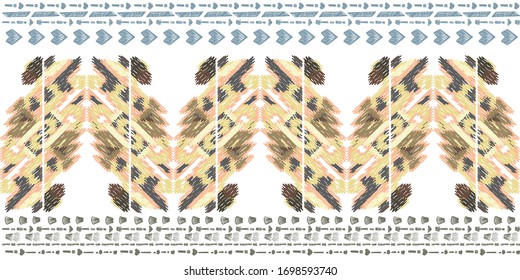 Drapery curves pagan tripe seamless pattern. Indian old surface background. Vector ornament.