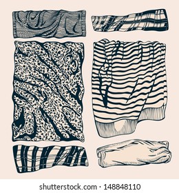Drapery set 2013. Hand drawn vector illustration.See portfolio for how to use it.