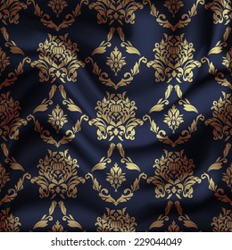 Drapery Textile Background, Vector Illustration damask