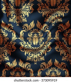 Drapery Textile Background, Vector Illustration damask