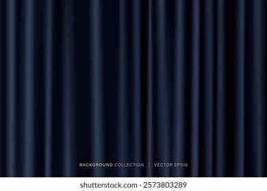 Drapes curtain background, dark blue color fabric