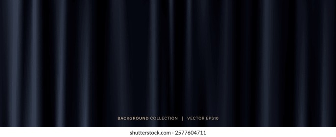 Drapes curtain background, dark blue color fabric