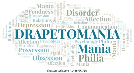 Drapetomania word cloud. Type of mania, made with text only.