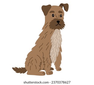 Drathaar dog. German wirehaired doggy. Pets, animals, canine theme design element in contemporary simple flat style. Vector cartoon Illustration isolated on the white background.