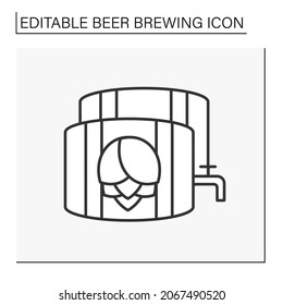  Die Bier-Linie Ikone.Bier aus dem Kasten oder Keg serviert. Bar-Menü. Alkoholkonzept. Einzige Vektorgrafik. Bearbeitbarer Hub