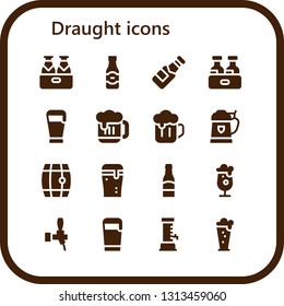 draught icon set. 16 filled draught icons.  Simple modern icons about  - Beer