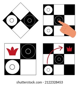 Draughts game white and black figures. Vector illustration can be used as a web background, as a map, card and poster.