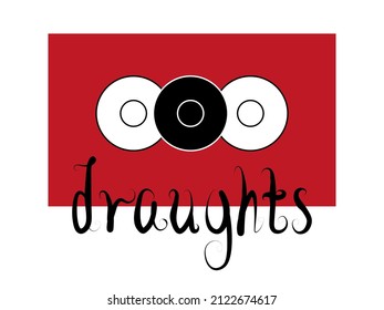 Draughts game white and black figures. Vector illustration can be used as a web background, as a map, card and poster. Draughts day