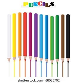 draving color pencils in wave - illustration