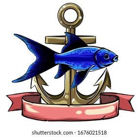 un antídoto de tracción e iluminación vectorial de peces