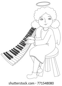 Draw of a Angel playing the piano