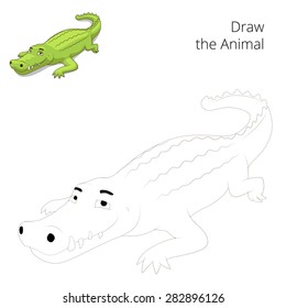 Draw the animal educational game for children crocodile vector illustration