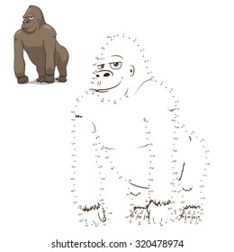 Draw the animal gorilla educational game vector illustration