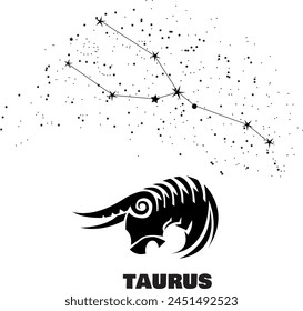 Draw. Astrology Taurus constellation illustration