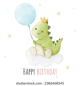 Draw baby dinosaur For nursery birthday kids Print for invitation card Poster Template