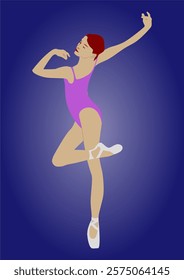 Draw of a ballerina or a female dancer in a classic pose of ballet or classic dance