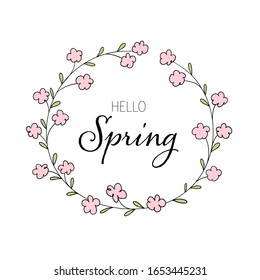 Draw beauty wreath flower for spring season.Doodle style.