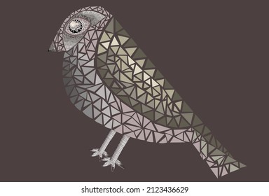 Draw a bird by combining the triangular fractions. Color does not use gradient effect