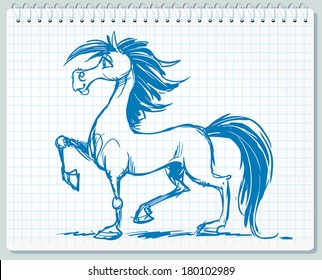 Draw of black and white horse.