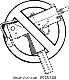 dibujo en blanco y negro de ilustraciones vectoriales sin armas de fuego permitidas